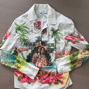 Men's Casablanca Printed Silk Twill Shirt 'Kamehameha' XL